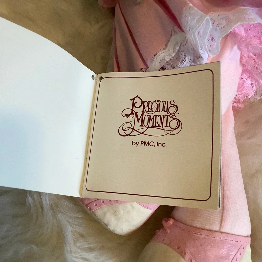 Vintage Precious Moments Soft Body‎ Doll Pink Dress Gingham Hat 16 inch PMC Inc